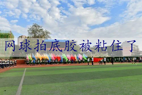 网球拍底胶被粘住了